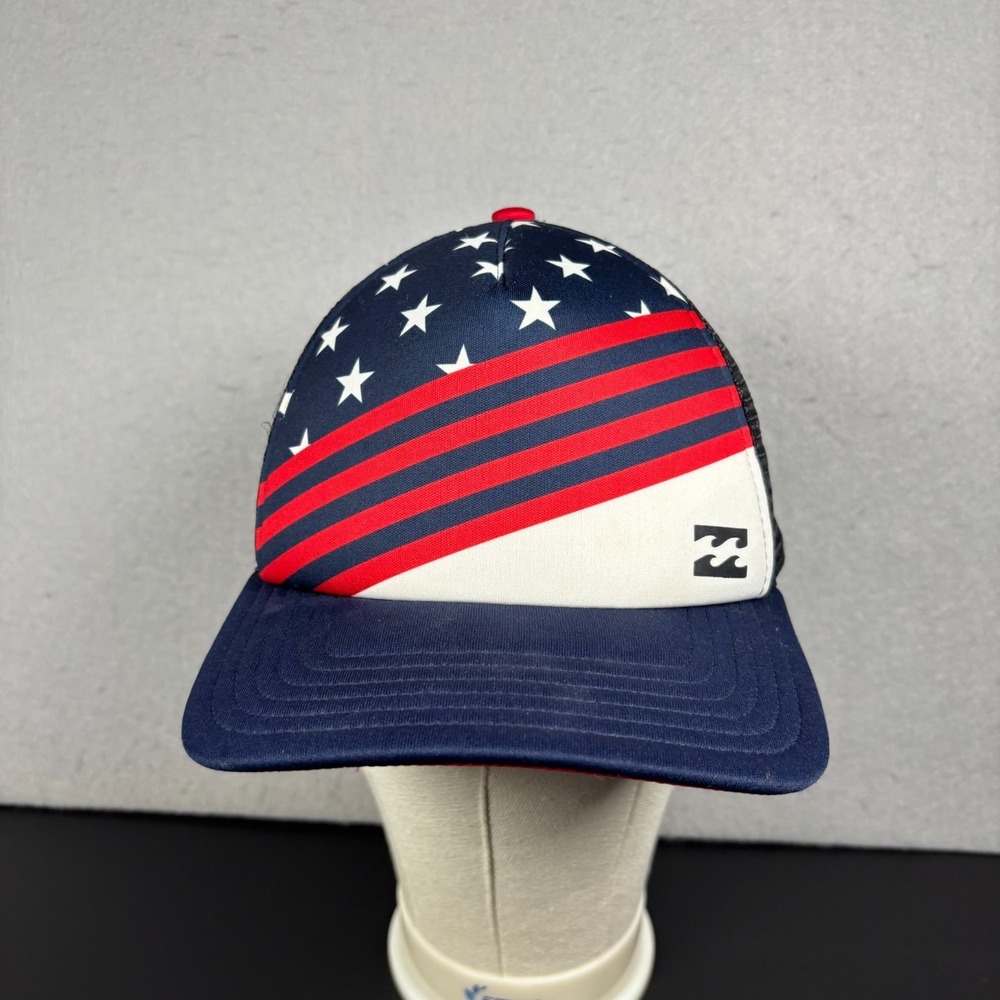 Billabong American Flag Trucker Hat Navy Blue Stars & Stripes Snapback Cap OSFM